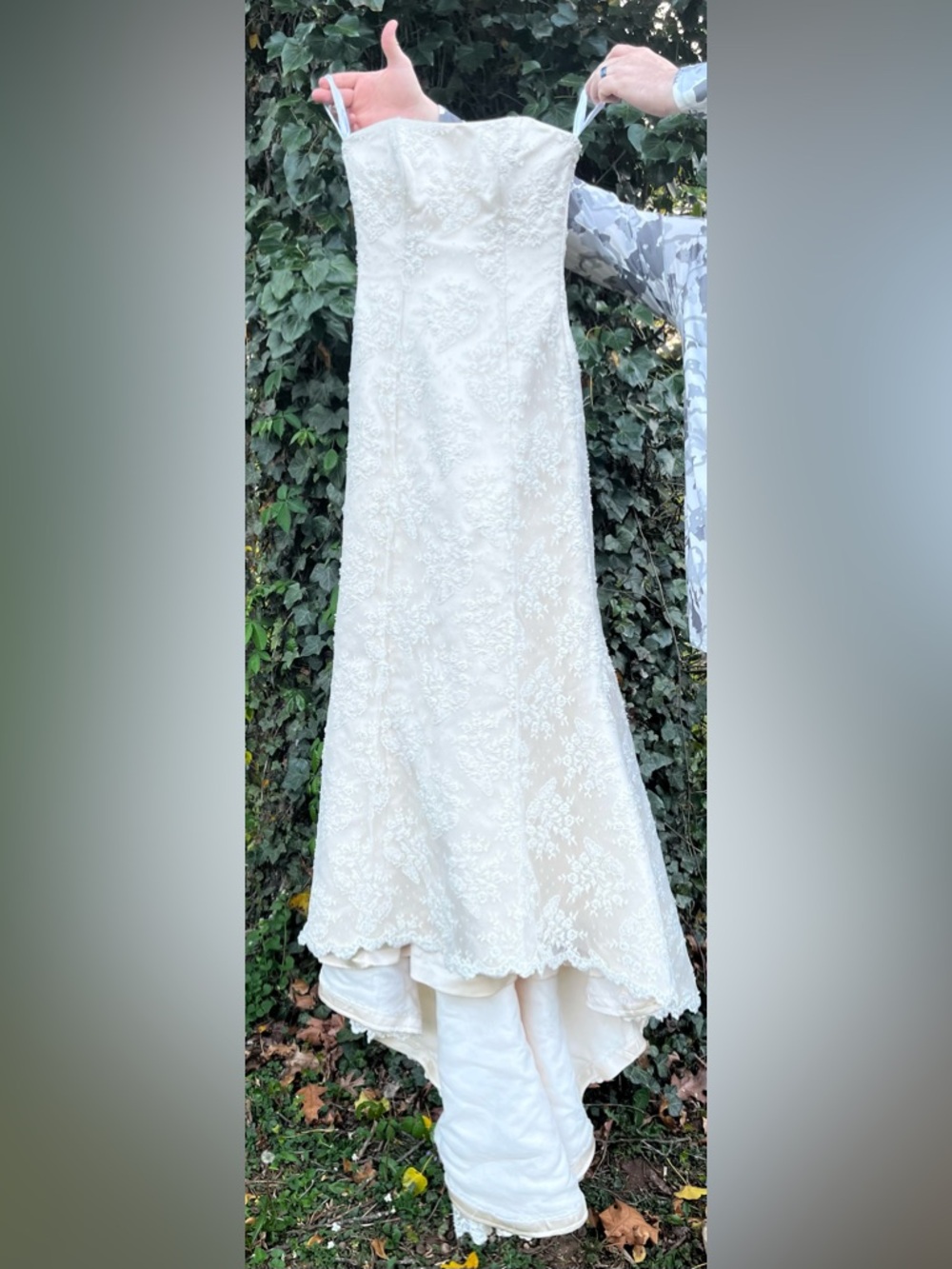 Maggie Sottero couture Grace ivory beaded wedding dress lace up back long train